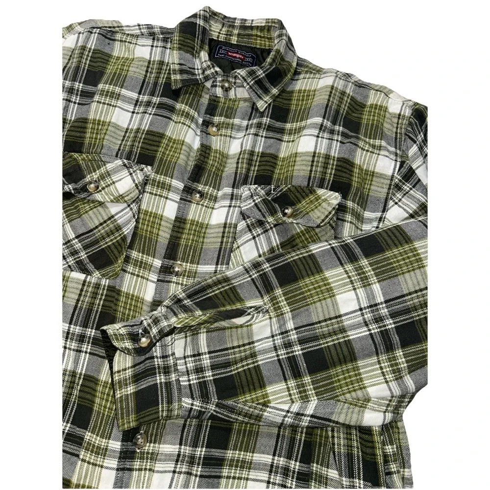Wrangler‎ Men's Shacket Plaid Flannel Quilted Jacket Outdoor Work, Mens Large